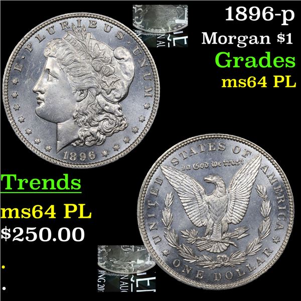 1896-p Morgan Dollar $1 Grades Choice Unc PL