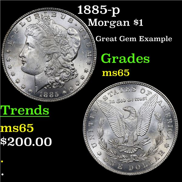 1885-p Morgan Dollar $1 Grades GEM Unc