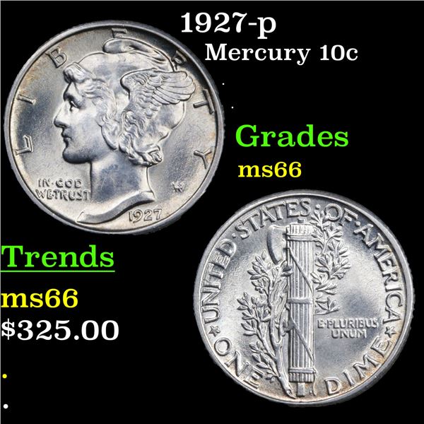 1927-p Mercury Dime 10c Grades GEM+ Unc