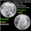 Image 1 : 1922-d Vam 2AT R6 Peace Dollar $1 Grades Select Unc