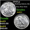 Image 1 : 1945-p Walking Liberty Half Dollar 50c Grades Choice+ Unc