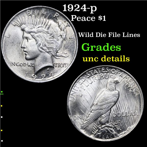 1924-p Peace Dollar $1 Grades Unc Details