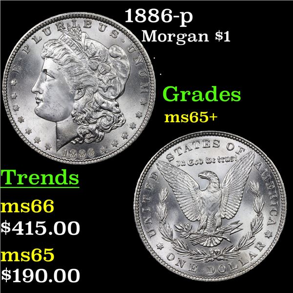 1886-p Morgan Dollar $1 Grades GEM+ Unc