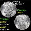 Image 1 : 1886-p Morgan Dollar $1 Grades GEM+ Unc