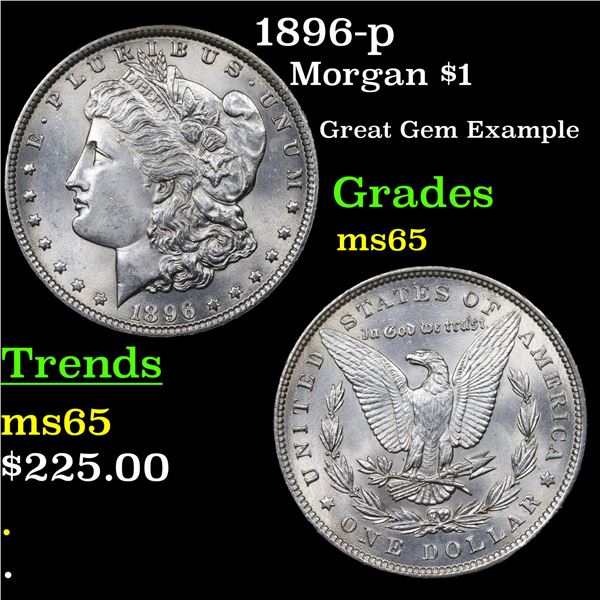 1896-p Morgan Dollar $1 Grades GEM Unc