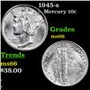 Image 1 : 1945-s Mercury Dime 10c Grades GEM+ Unc