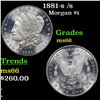 Image 1 : 1881-s /s Morgan Dollar $1 Grades GEM+ Unc