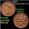 Image 1 : 1853 Braided Hair Half Cent 1/2c Grades Select Unc BN