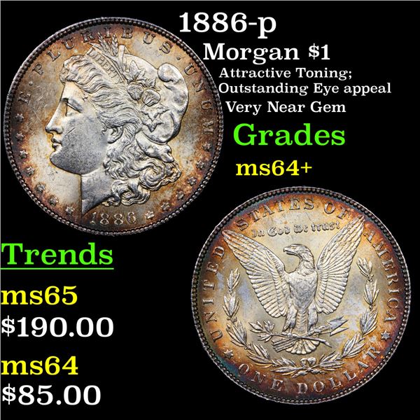 1886-p Morgan Dollar $1 Grades Choice+ Unc