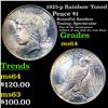Image 1 : 1925-p Rainbow Toned Peace Dollar $1 Grades Choice Unc