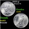 Image 1 : 1925-p Peace Dollar $1 Grades Select Unc