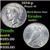 Image 1 : 1934-p Peace Dollar $1 Grades Select+ Unc