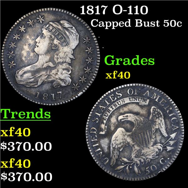 1817 O-110 Capped Bust Half Dollar 50c Grades xf