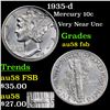 Image 1 : 1935-d Mercury Dime 10c Grades Choice AU/BU Slider FSB