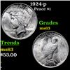 Image 1 : 1924-p Peace Dollar $1 Grades Select Unc