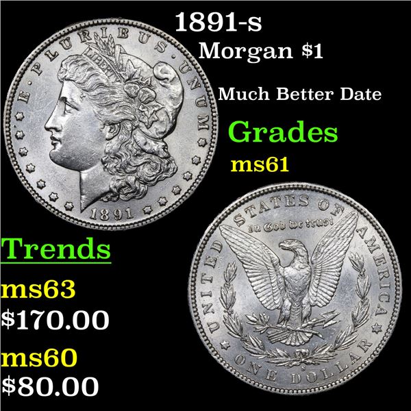 1891-s Morgan Dollar $1 Grades BU+