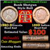 Image 1 : Mixed small cents 1c orig shotgun roll, 1920-d Wheat Cent, 1899 Indian cent other end, McDonalds Wra