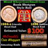 Image 1 : Mixed small cents 1c orig shotgun roll, 1924-s Wheat Cent, 1898 Indian cent other end, McDonalds Wra