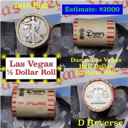 ***Auction Highlight*** Old Casino 50c Roll $10 Halves Dunes Hotel Vegas 1918 Walker & 'D' Franklin 