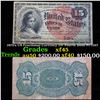 Image 1 : 1870's US Fractional Currency 15¢ Fourth Issue Fr-1267 Grades xf+