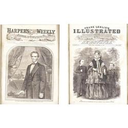 Framed Pair of 1860 Harper's Weekly Magazines 