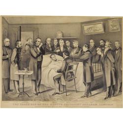 1865 Currier & Ives Lincoln Death Bed Engraving 