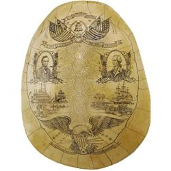 Modern Scrimshaw-like Patriotic Turtle Shell 