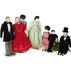 Large Group of Abraham and Mary Lincoln Dolls 