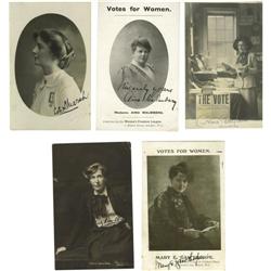 11 English Suffrage-Related Autographed Postcard 