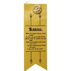 Kansas Suffrage Ribbon With Pinback Button 