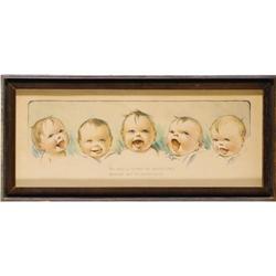 Cute Framed Poster of Babies With Suffrage Motif 