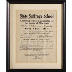 Broadside for Wisconsin State Suffrage School 