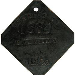 1850 Charleston SERVANT Slave Hire Badge #1564 