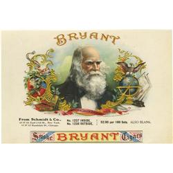 Bryant 1899 Sample Cigar Label by Schmidt & Co 