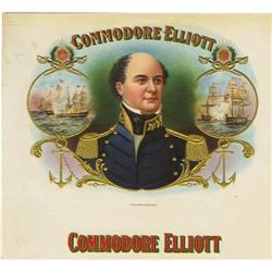 Commodore Elliott Cigar Label- Naval Themed 