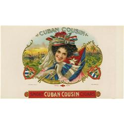 Cuban Cousin Cigar Label by Jacob Stahl Jr. & Co 