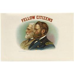 Fellow Citizens Grant and Lee Cigar Label 