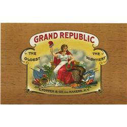 Grand Republic Cigar Label by E. Popper & Co., 