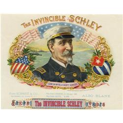 The Invincible Schley 1898 Sample Cigar Label 