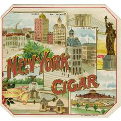 New York Cigar Cigar Label by O. L. Schwencke 