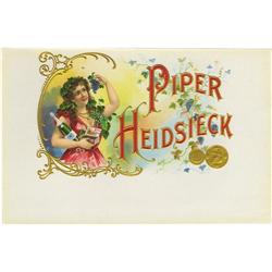 Piper Heidsieck Cigar Label. Full color litho 