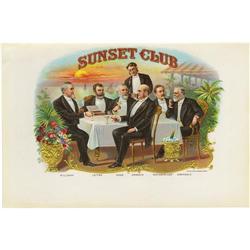 Sunset Club Cigar Label- Rockefeller, Carnegie 