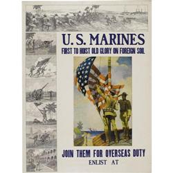 Marine Corps Poster "First to Hoist Old Glory" 