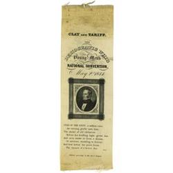 Henry Clay 1844 Presidential Campaign Ribbon. 