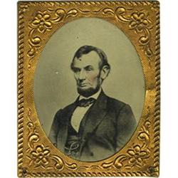 Abraham Lincoln Tintype in Brass Frame. 