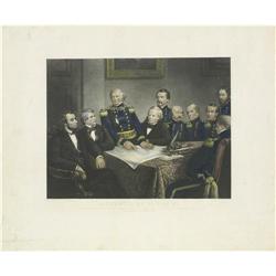 Civil War Color Engraving "Council of War" 