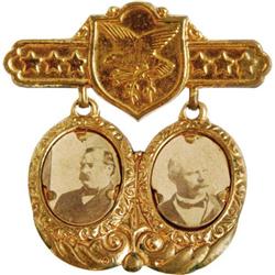 Cleveland & Stevenson: 1892 Jugate Pinback Badge 