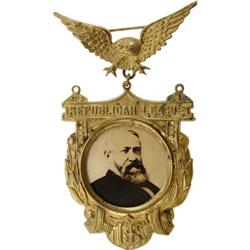 Rare Benjamin Harrison Badge With Photograph 