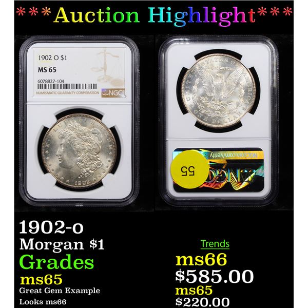 ***Auction Highlight*** NGC 1902-o Morgan Dollar $1 Graded ms65 By NGC (fc)