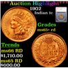 Image 1 : ***Auction Highlight*** 1902 Indian Cent 1c Graded ms65+ rd By SEGS (fc)